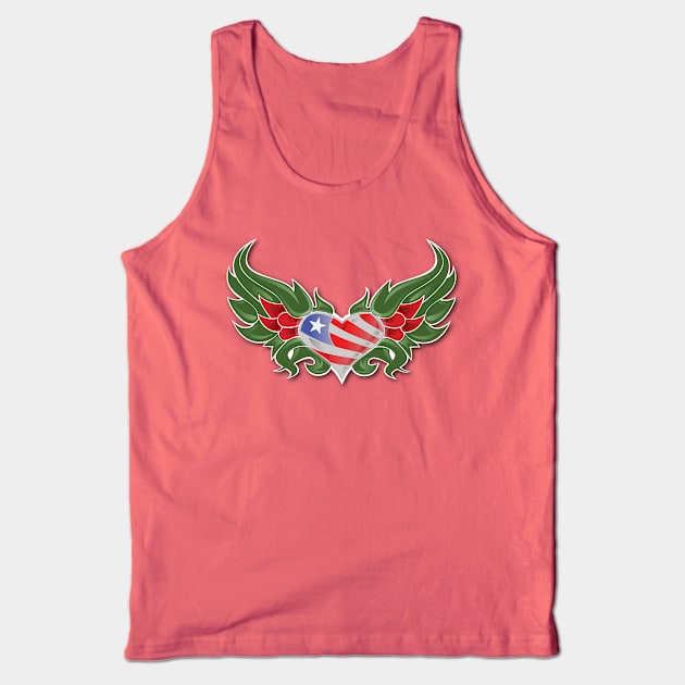 Texas Flag in Heart with Wings Tank Top by MonkeyBusiness